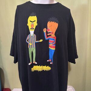 Bert Ernie Beavis and Butthead Aintnobodycool Men's Black T Shirt Size 2XL